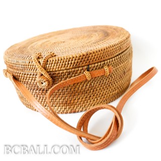 Large size circle handbag ata grass rattan hand woven handmade bali